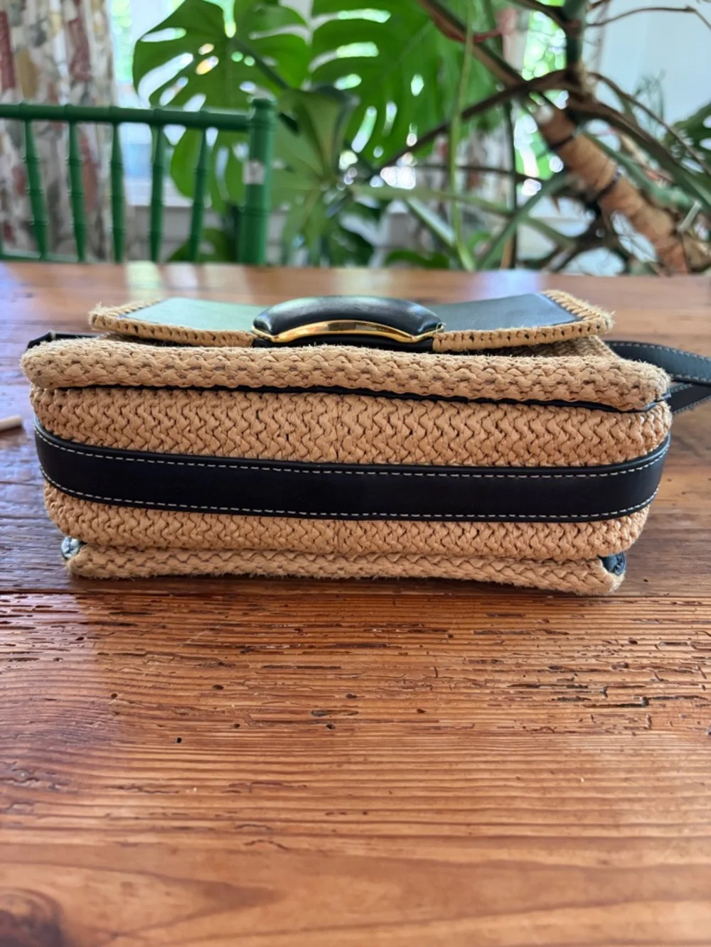 3.1 Phillip Lim Black and Natural Raffia Shoulder Bag